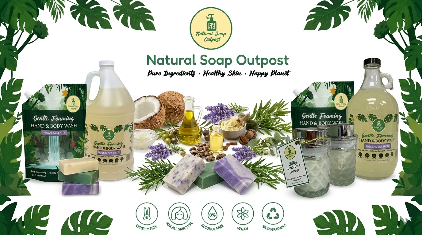 Handcrafted natural foaming soap and lotion by Natural Soap Outpost